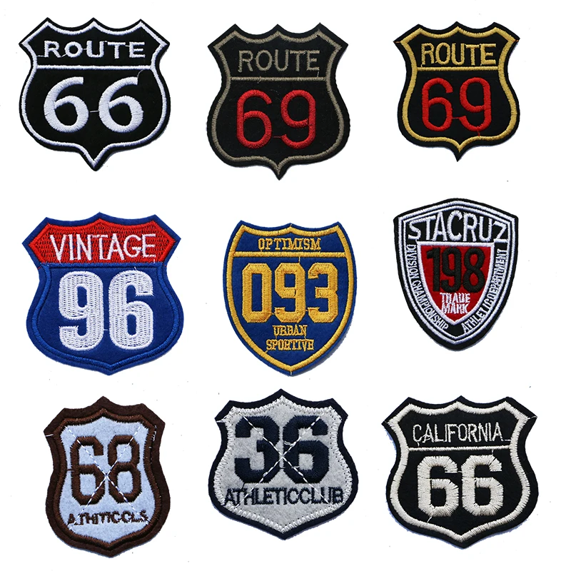 1PCS Digital Patch 69 68 36 198 093 66 Road Embroidery  Iine Badge Set Sports Cowboy Hat T-Shirt DIY Decal