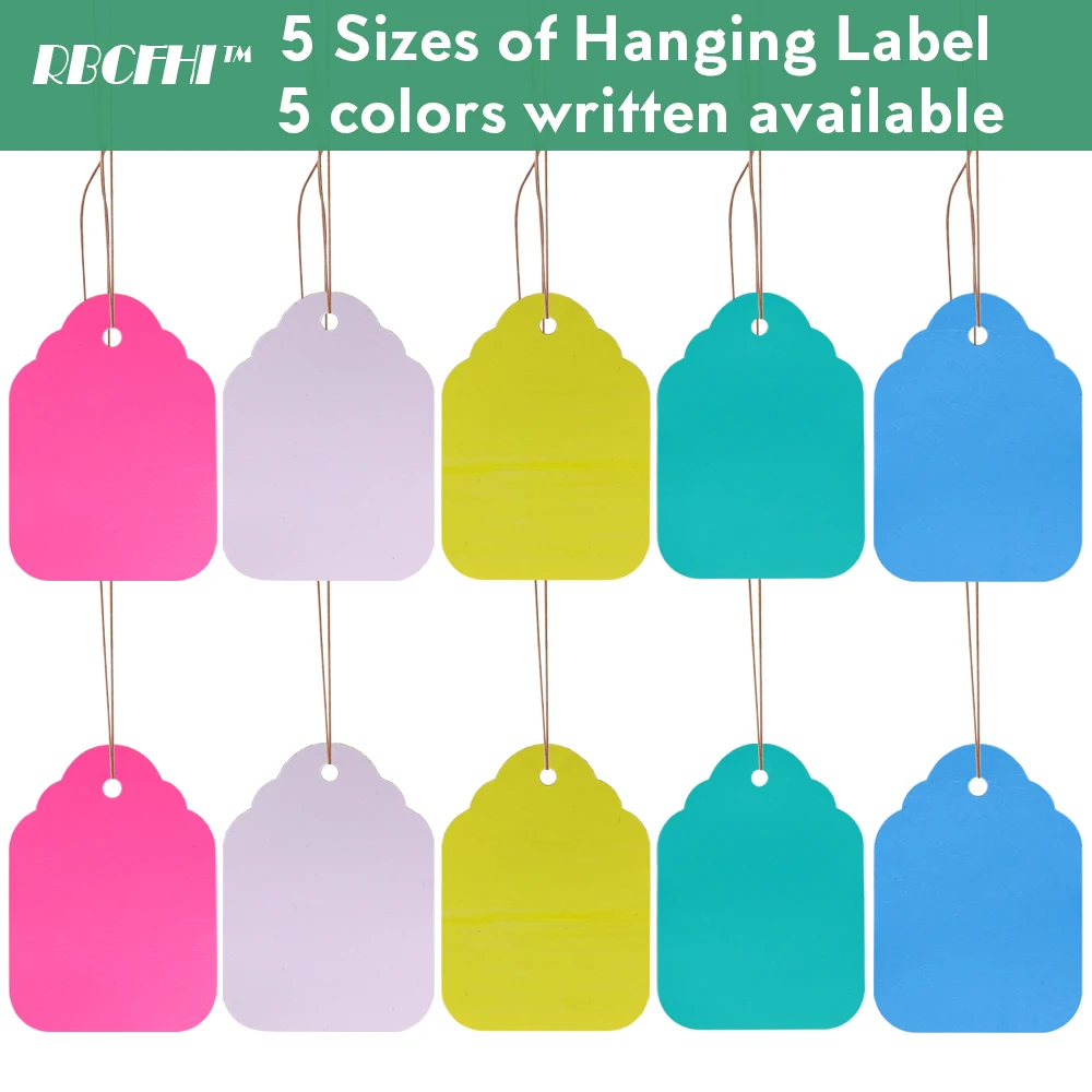 100PCS 5 Colors 5 Sizes of Plastic Hanging Garden Tags with String Line for Pot Herbs Waterproof Plant Label Markers Colorful