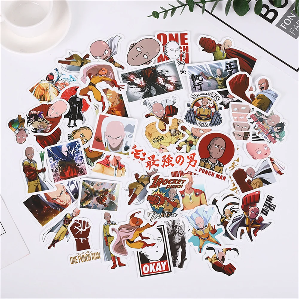 10/30/50PCS Cartoon Anime One Punch Superman Graffiti Sticker Skateboard Helmet Laptop Gift Toy Waterproof Sticker Wholesale