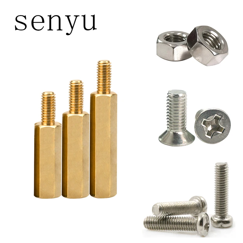 200Pcs/set M2.5/M3 Hex Nut Spacing Screw Hex Brass Threaded Pillar PCB Motherboard Standoff Spacer Kit Wood Bolt Screw Set