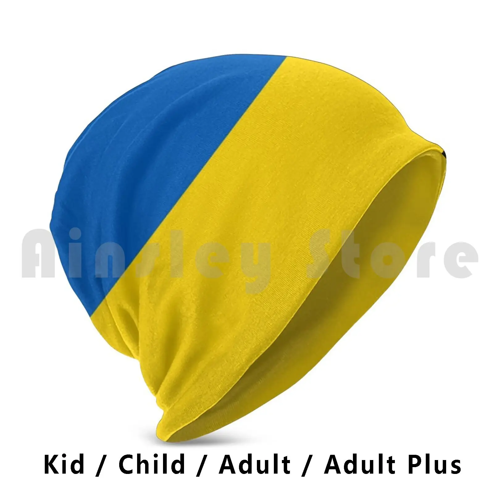 Flag Of Ukraine Beanies Knit Hat Hip Hop Ukraine Flag Ukrainian Kiev Europe Country Kyiv Typography Blue Ukraine