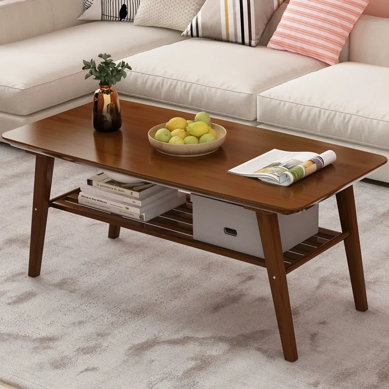 

Coffee table small apartment solid wood low table dining table living room bamboo Nordic coffee table simple and modern home