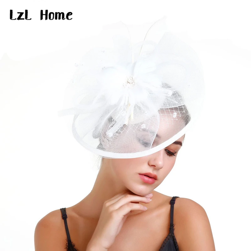 LzL บ้านหมวกเจ้าสาว Headdress ดอกไม้ประณีตอุปกรณ์เสริมผม Horse Racing การระเบิดหมวก Hairpin Headdress