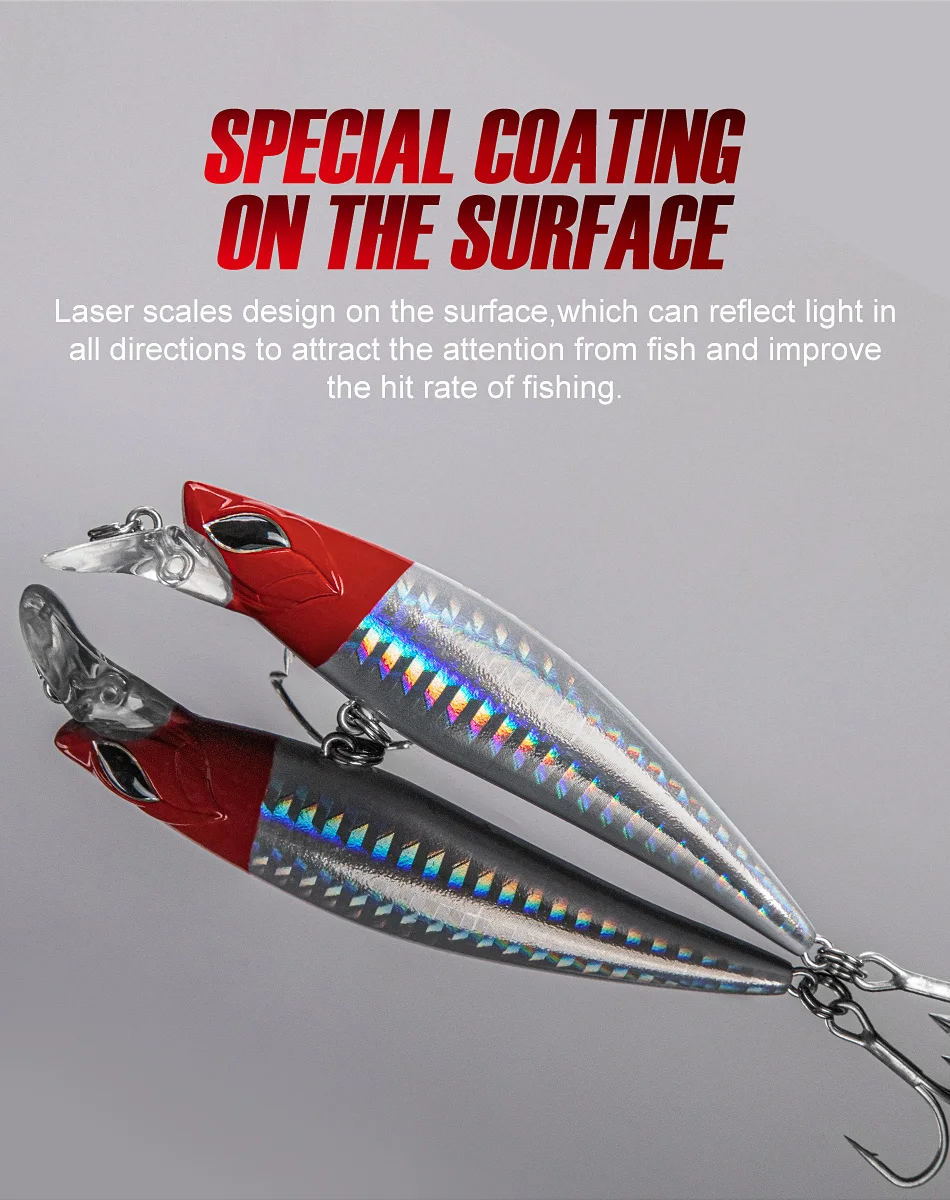 Noeby-Sinking Minnow Angelköder-Set, Wobbler-Jerkbait für Wolfsbarsch, künstlicher harter Köder, Angelgerät, 90 mm, 21 g, 4-teiliges Set – Detail 4