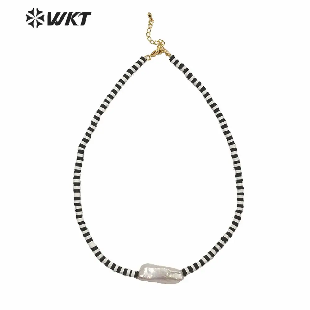 

WT-JN126 WKT 16 Inch Long Hand Make Strand Pearl Necklace Lady Summer Hot Sales 4MM Resin Beads Choker For Wedding ACC Chain