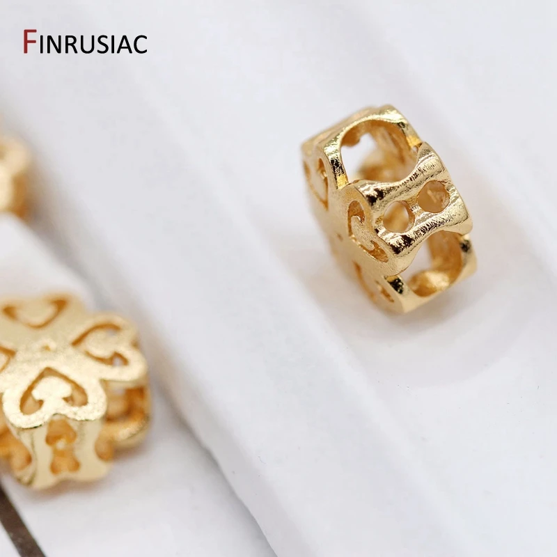 Gold Plated Brass Metal Flower Shape Beads For Handmade Beaded Material DIY Jewelry Making Accessories