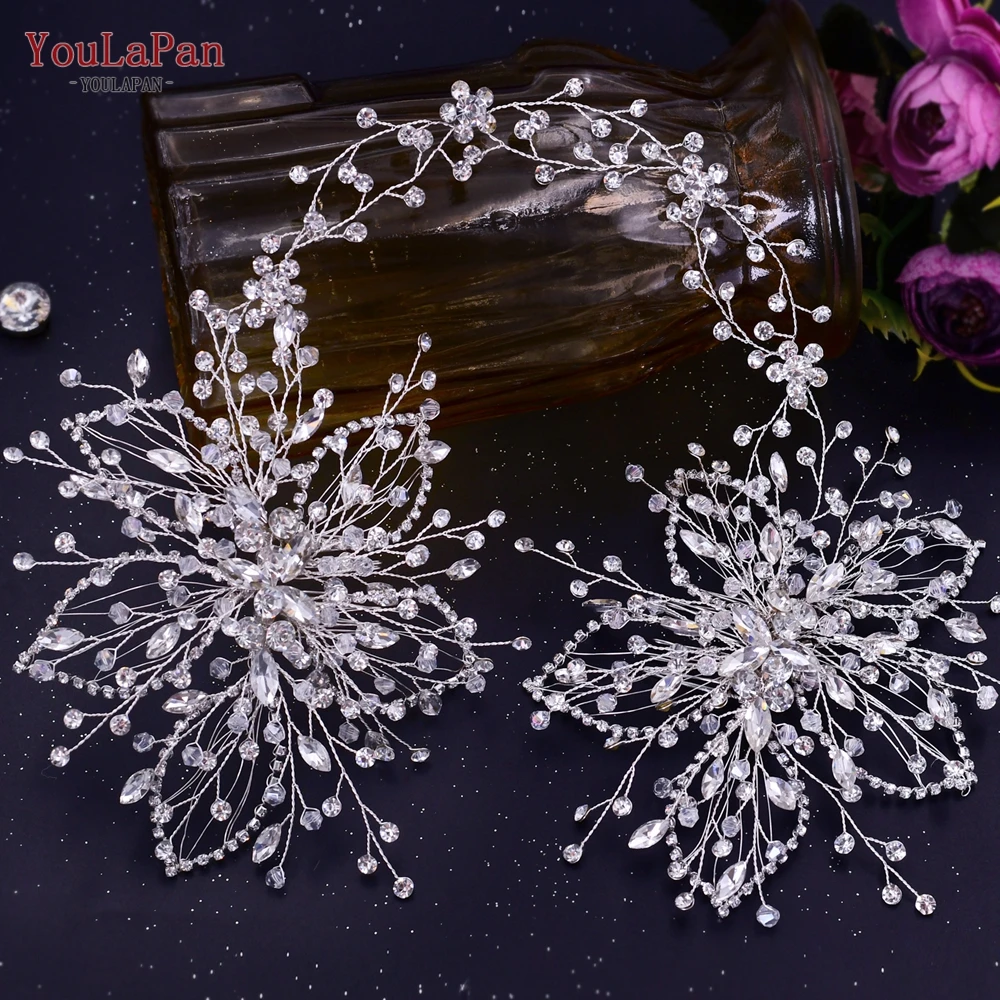 YouLaPan HP401 Double Rhinestone Hair Comb Fashion Headbands for Crystal Chain Headaband Bridal Wedding Hair Accessories Jewelry