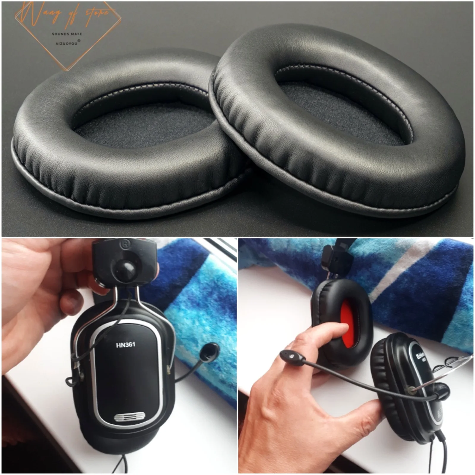 Oval Ellipse Egg Shape Soft Leather Ear Pads Foam Cushion For Defender HN-361 HN 361 Headsets Perfect Quality, Not Cheap Version