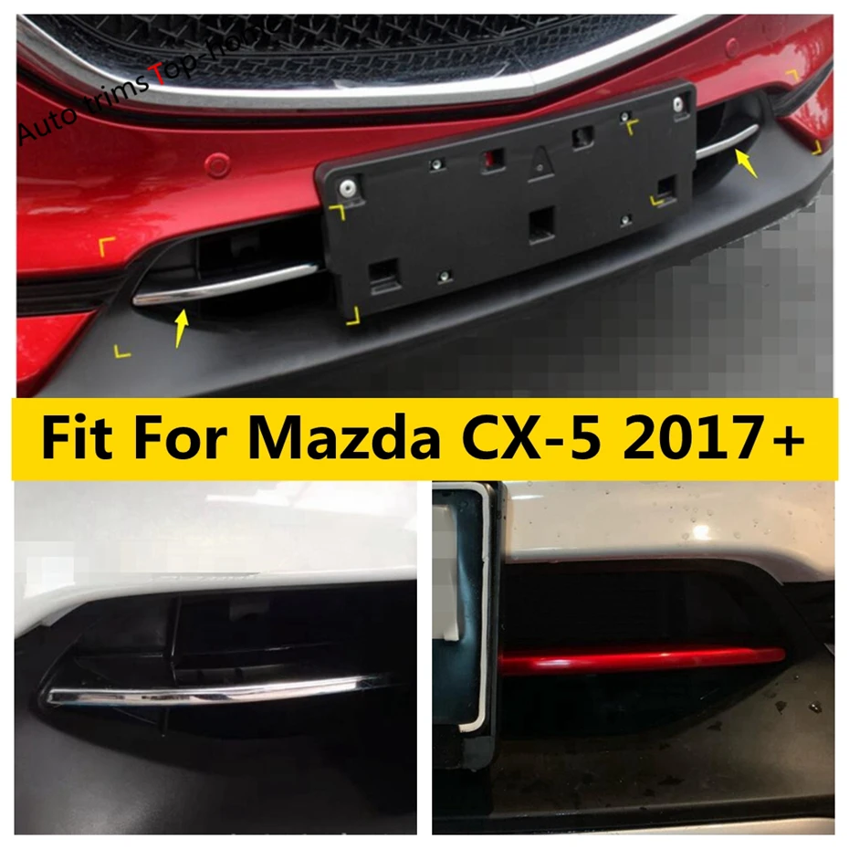 

Front Face Grille Grill Strip Cover Trim Bezel Exterior Fit For Mazda CX-5 CX5 2017 - 2022 ABS Chrome / Red Style Accessories