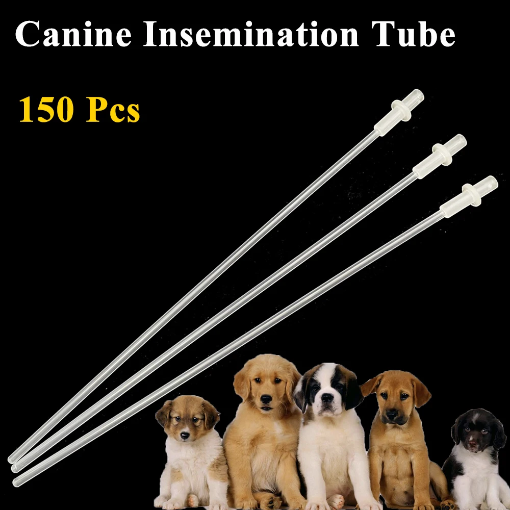 150PCS Artificial Insemination Tube Catheter Disposable Semen Injection Sheep Goat Medium Canine Clinic Pipe Pet Dog Plastic