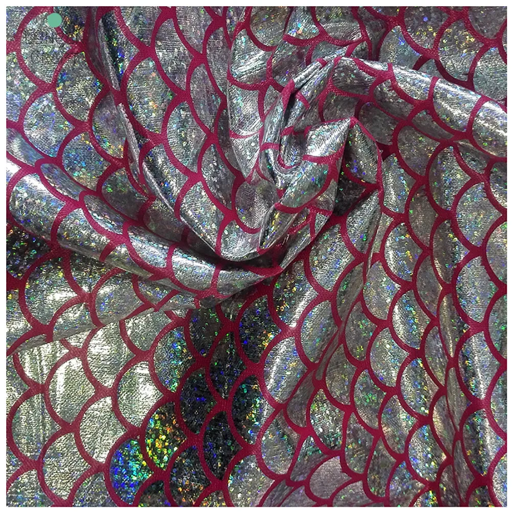 150*50cm Sparkly Scale Mermaid Laser Fabric Spandex Stretch Fabric for Dress Tail Swimwear Stage Cosplay Costume DIY Sewing