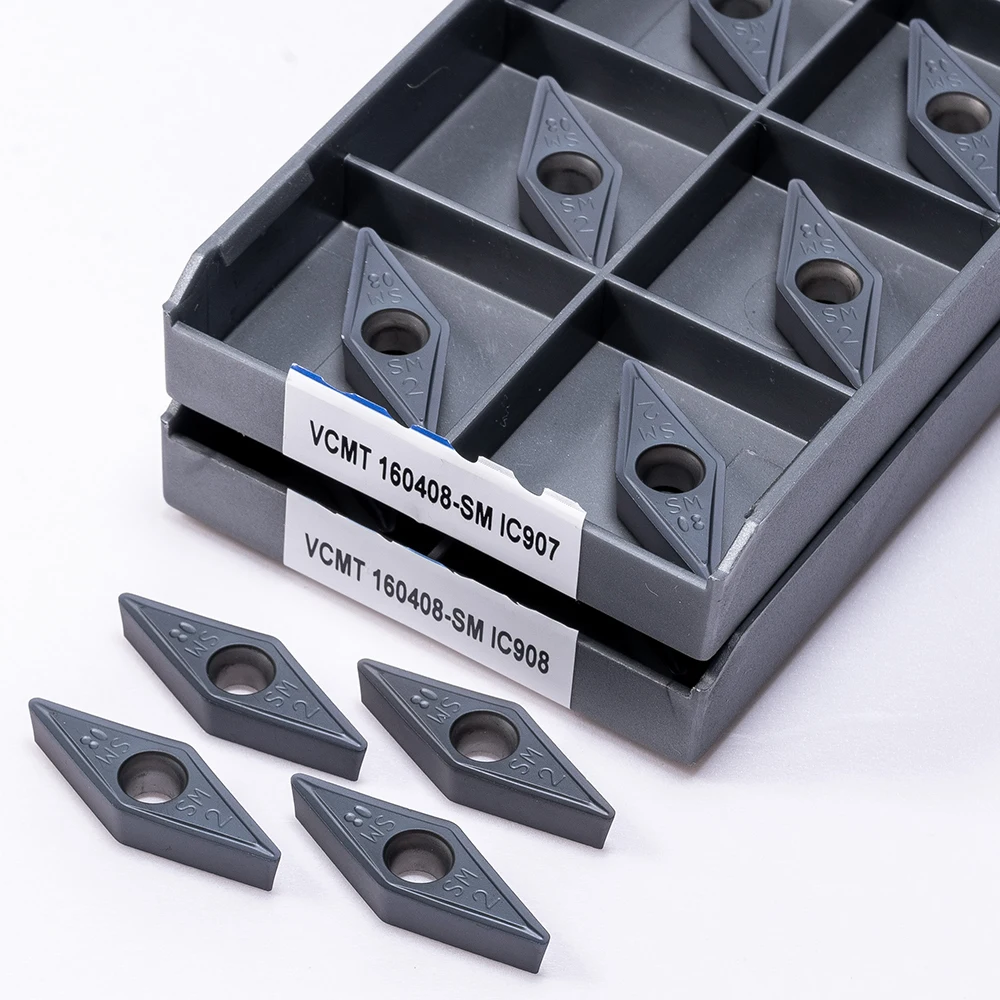 Imagem -02 - Torno de Carboneto de Torneamento Externo Cnc Nice Cutting Tools Vcmt160404 Vcmt160408 sm Ic907 Ic908 Vcmt 160404 160408