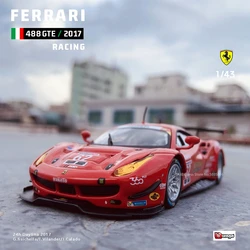 Bburago 1:43 edycja w twardej oprawie 2017 Ferrari 488 GTE wyścigi model samochód symulacyjny model aluminiowy zabawkowy samochodzik mężczyzna kolekcja prezent