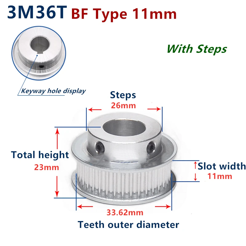 

36 Teeth HTD 3M Synchronous Pulley 3m timing pulley Width 11mm 36T 3M timing belt HTD3M Pulley gear bore 5mm-18mm