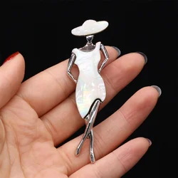 New Natural Shell Brooches Fashion Shell Badge Alloy Pins for Women Party Dress Coat Jewelry Accessories 5 Colors Available