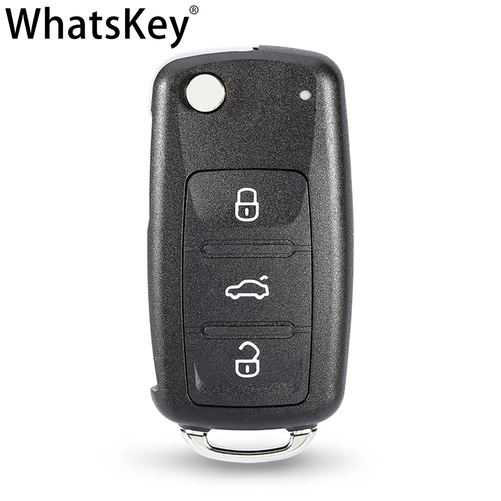WhatsKey 2 3 Button Folding Key Flip Remote Car Key Shell For Volkswagen Polo Lavida Golf For Skoda Octavia Passa Uncut blade