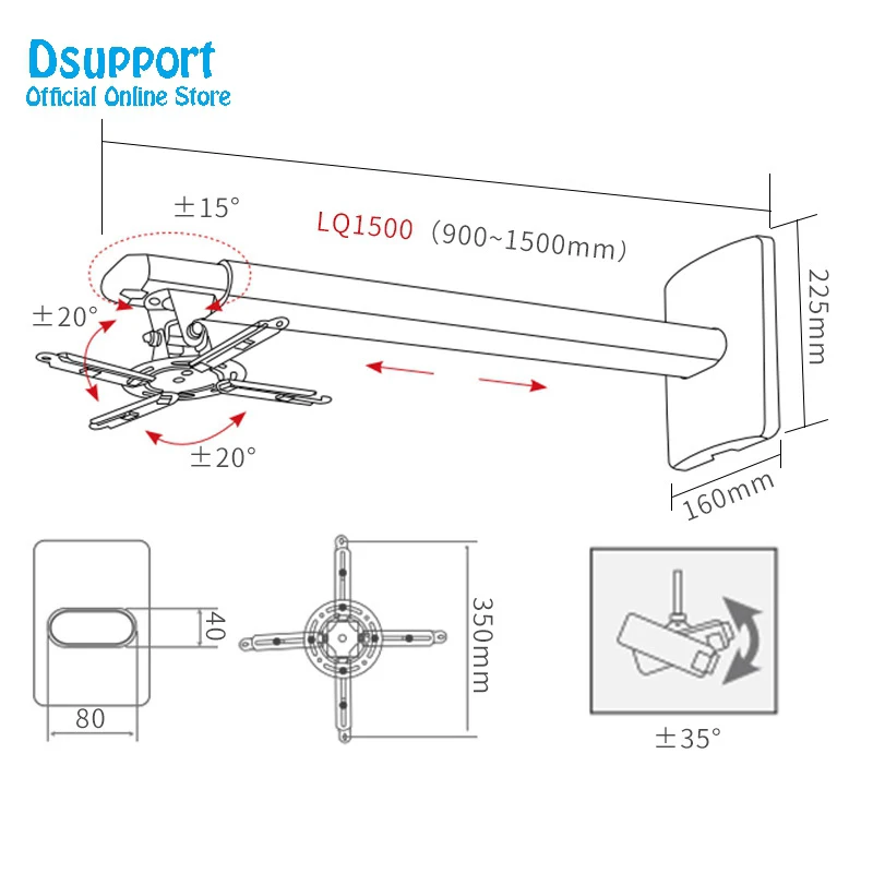 Mới Treo Tường LQ1500 Full Chuyển Động Rút Đa Năng Móc Treo Chân Đế Nạp 15 Kgs