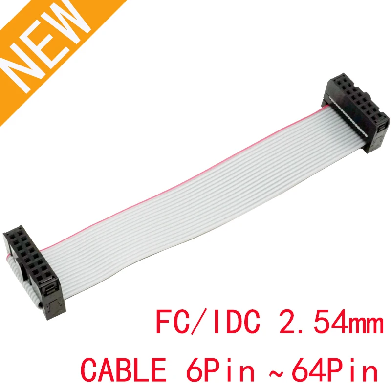 FC/IDC 2.54MM pitch FC-6/8/10/14/16/20/26/30/40/50/64 PIN JTAG ISP DOWNLOAD CABLE Gray Flat Ribbon Data Cable FOR DC3 Box Header