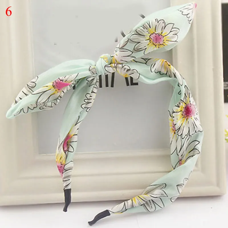 Cute Rabbit Ears Headband Hair Hoop Floral Dot Striped Non-Slip Hairband Women Makeup Washing Face Bow Turban Hair Accessories