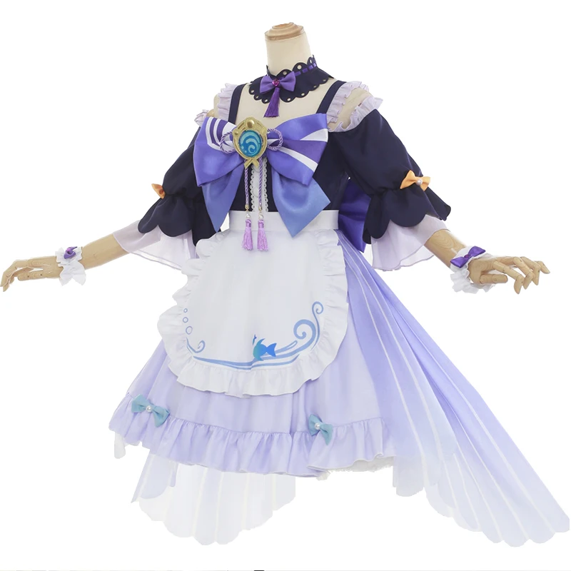 Genshin Impact Sangonomiya Kokomi Maid Kimono Cosplay Costume Woman Lovely Dress Christmas Cosplay