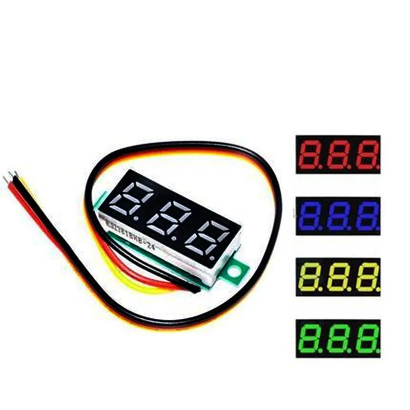 DC 0V-100V 0.28 cal LED woltomierz cyfrowy miernik napięcia wykrywacz napięcia Tester Panel samochodowy 12V 24V czerwony zielony niebieski żółty