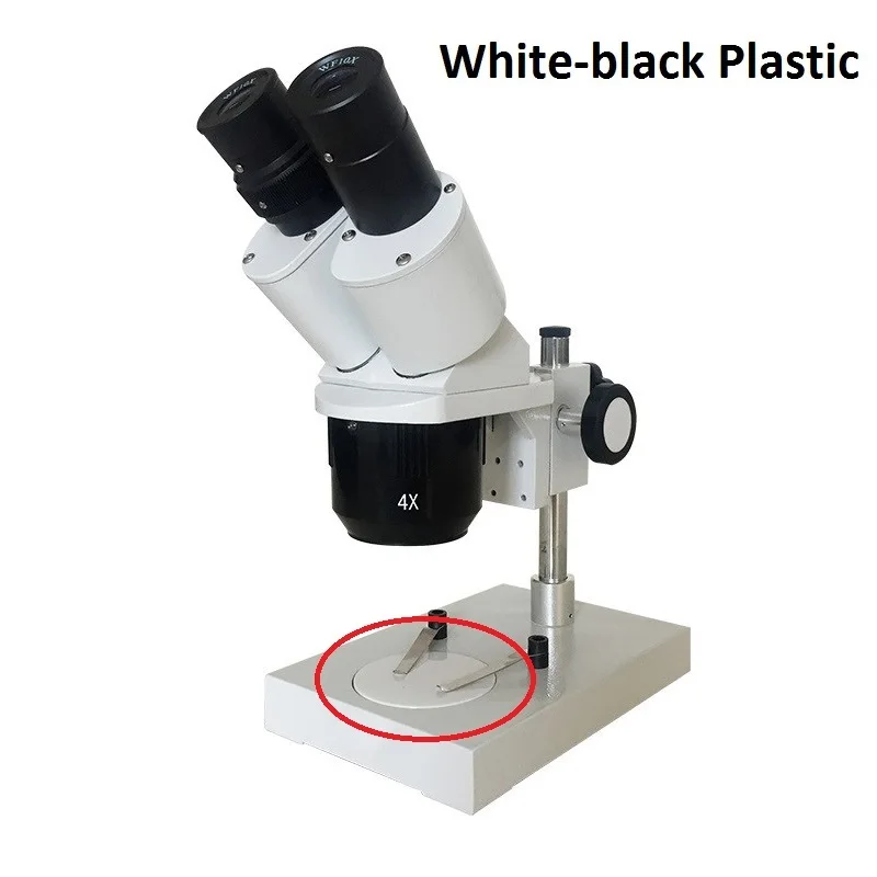 Stereo Microscopio Fase di Lavoro Trasparente Traslucido Rotondo Campione Piatto di Vetro Glassato Bianco Nero di Plastica Bordo di Lavoro