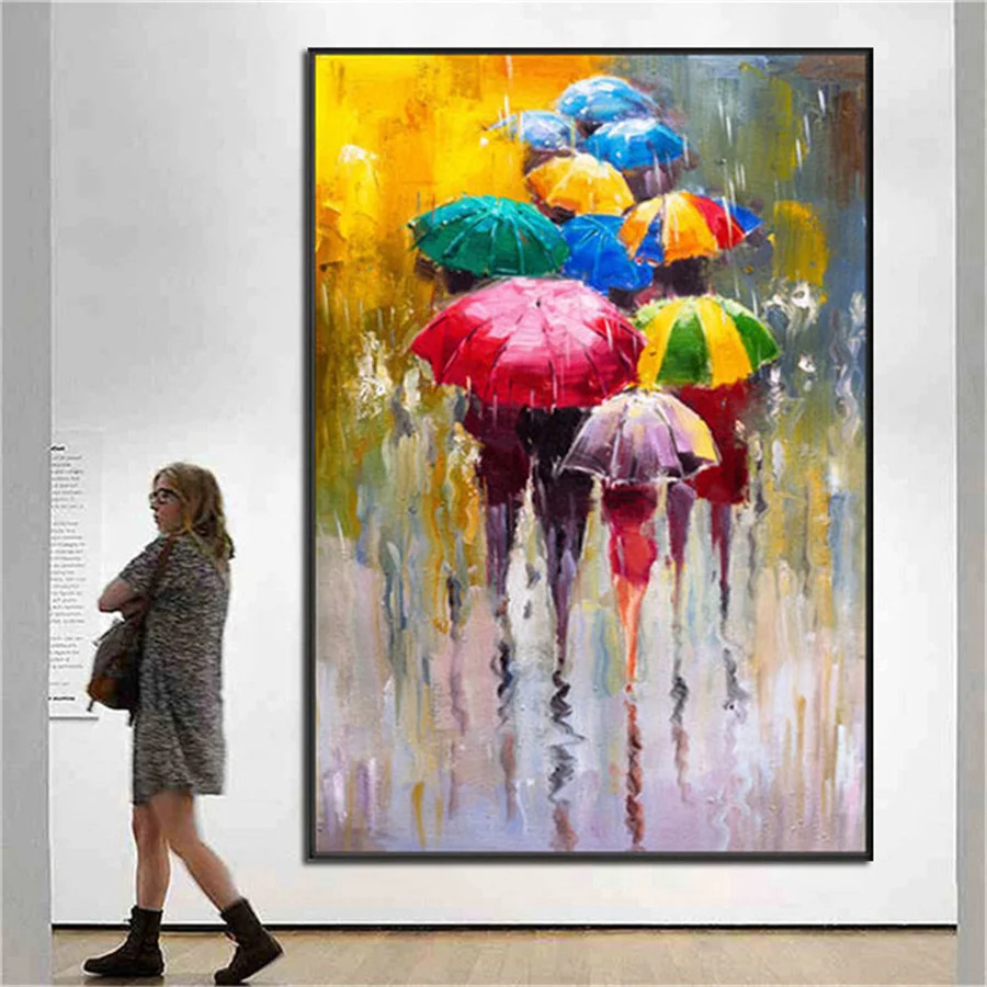 

100% Hand-Painted Abstract Oil Painting Modern Thick Knife Drawing White Flowers Canvas Pictures Wall Art For Home Decor Poster