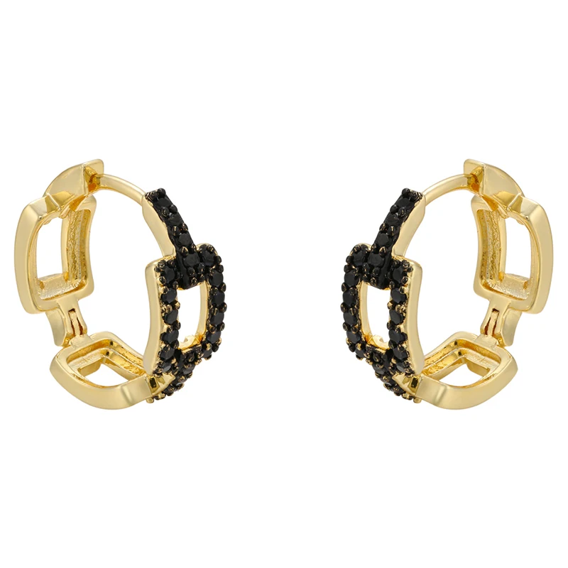 ZHUKOU 1 زوج الذهب اللون كبير هوب أقراط الإبداعية كريستال مستطيلة خياطة النساء الأقراط مجوهرات الأزياء VE333