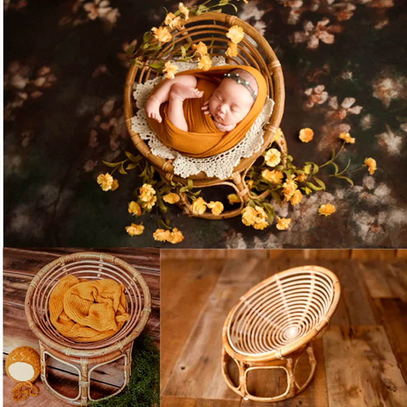 Newborn Photography Props Baby Papasan Chair Babies Accessories Milestone Photo Accessori for Studio Photo Shoot Props Basket