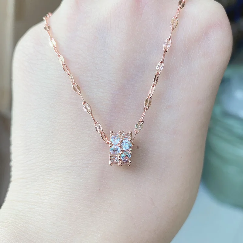 Fashion Jewelry titanium steel necklace,  Rose gold transshipment beads titanium steel necklace,  Lady's collarbone necklace