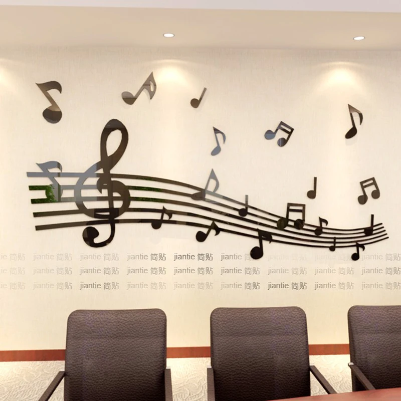 Staff Note Acrylic 3d Wall Stickers For Kids Room Dance Room DIY Art Wall Decor Music Classroom Home decoration