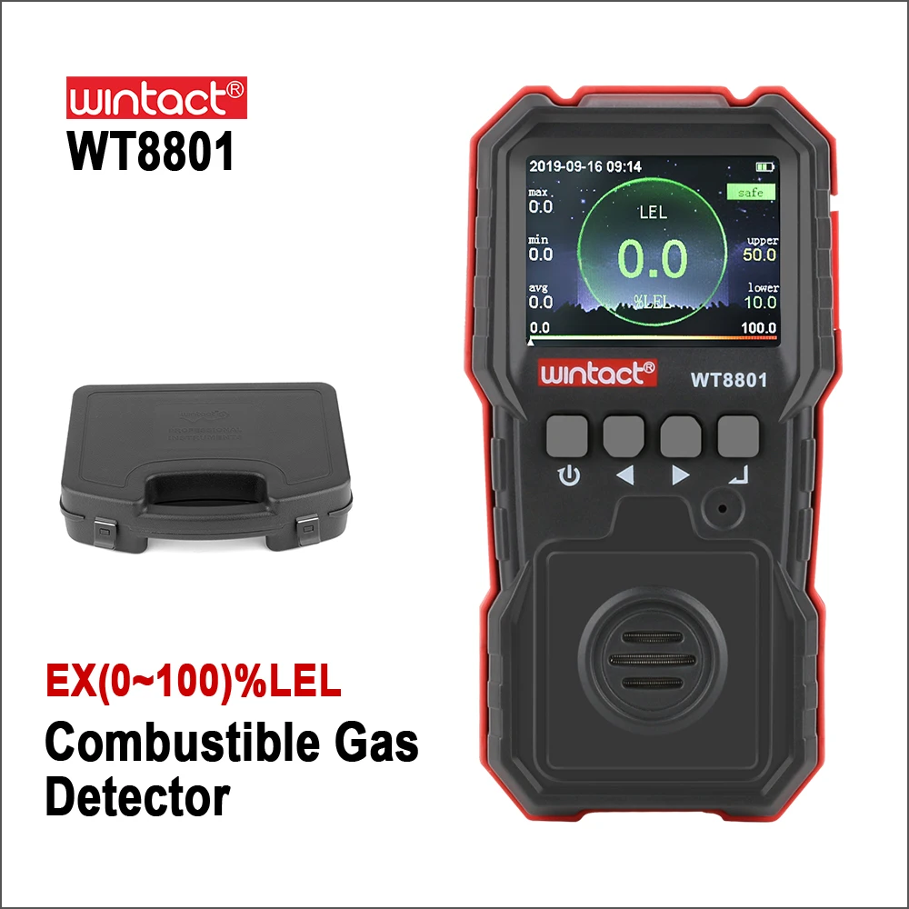 

RZ Combustible Gas Monitor Professional Rechargeable Gas Sensor High Sensitive Sound-light Vibration Alarm Digital Gas Detector