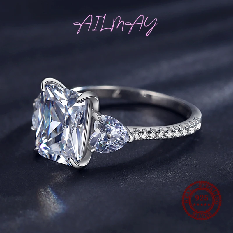 Ailmay Exquisite Luxury Rectangle 3ct  AAAAA CZ Ring 925 Sterling Silver Rings For Women Wedding Engagement Fine Female Jewelry