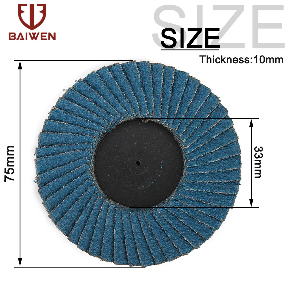 3 "Platte Schuren Slijpschijf Zirconia Aluminiumoxide Roll Lock Schuurschijven 80 Grit Flap Type Schurende Schijf Voor Hout metalen Plastic