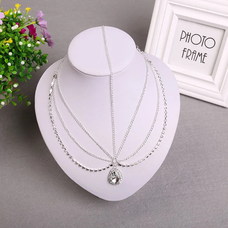 Lady Headchain Fashion Rhinestone Headbands Women Water Drop Pendant Bohemian Head Chain For Girls Shiny Luxury Hair Accessories