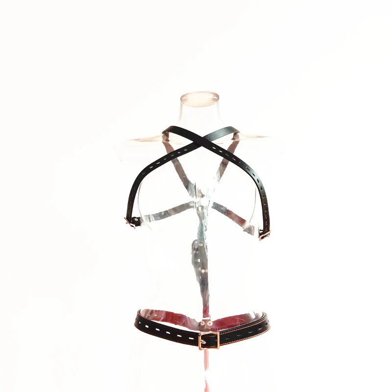 Metal Butt Plug Anal Hook Set With Handcuffs Belt Leather BDSM Bondage Harness Back Pack Chest Restraint