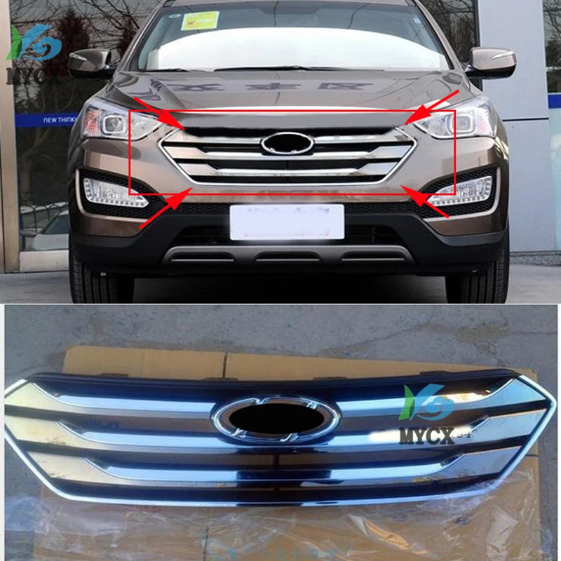 Original ABS Chrome Front Grille Around Trim Racing Grills Trim For 2013 2014 2015 2016  Hyundai Santa Fe ix45