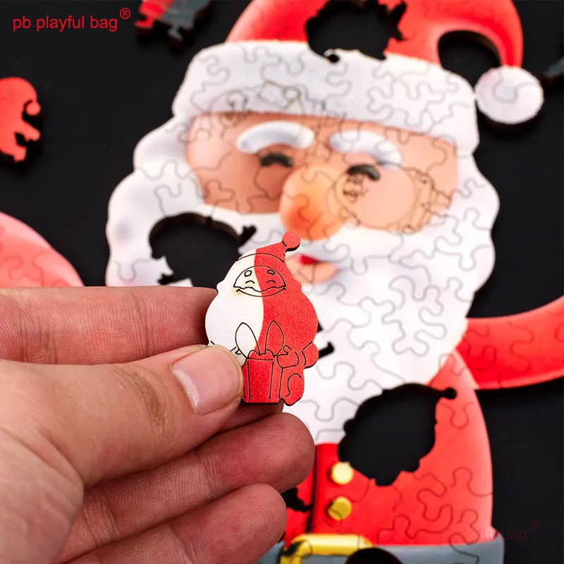 PB Playful Bag Wooden box Christmas creative gifts irregular puzzle Santa Claus Children's educational toys DIY decoration UG165