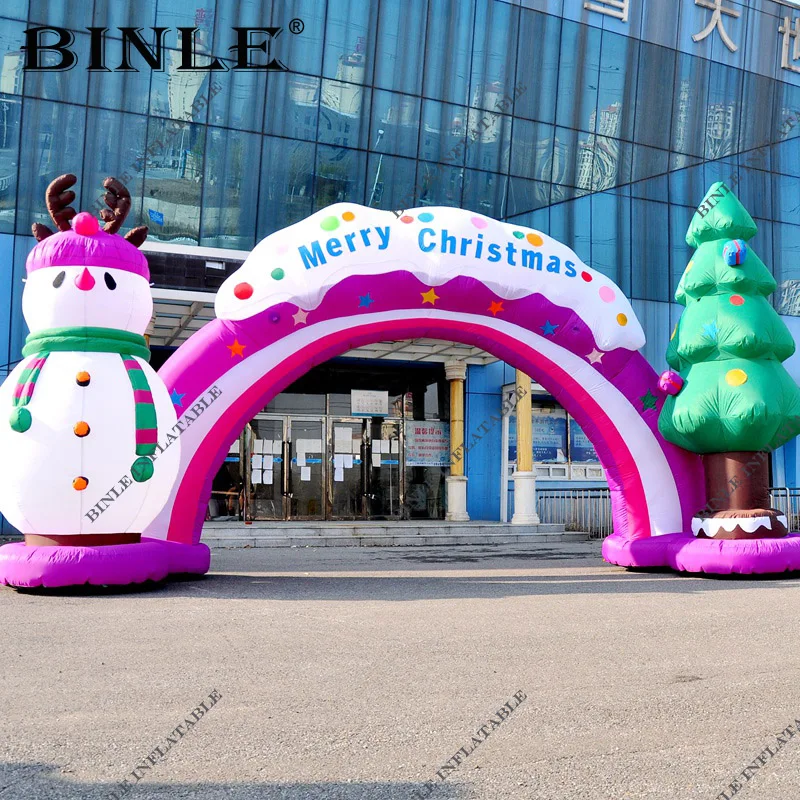 

2019 creative structure outdoor inflatable Christmas archway with snowman and Christmas tree,inflatable arch for decoration