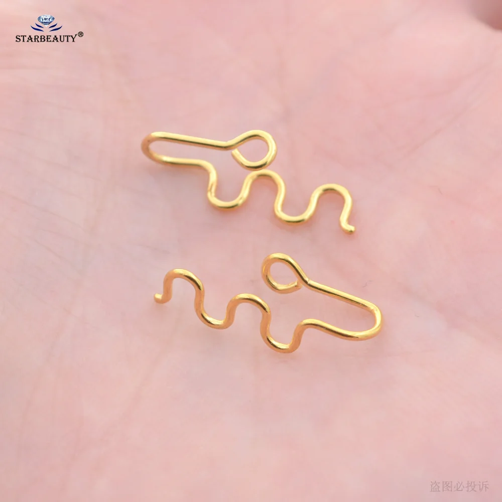 2Pcs 0.8x20mm Fitable Serpentine Snake Fake Nose Ring Hoop Helix Piercing Nose Cuff Nostril Piercing Earrings Clip Ear Jewelry image 6