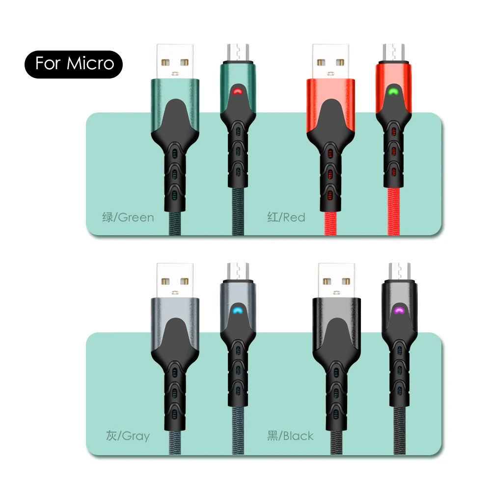 1 m nylon weaves used iphone to android mobile phone fast was wire type - c band LED lights charging line