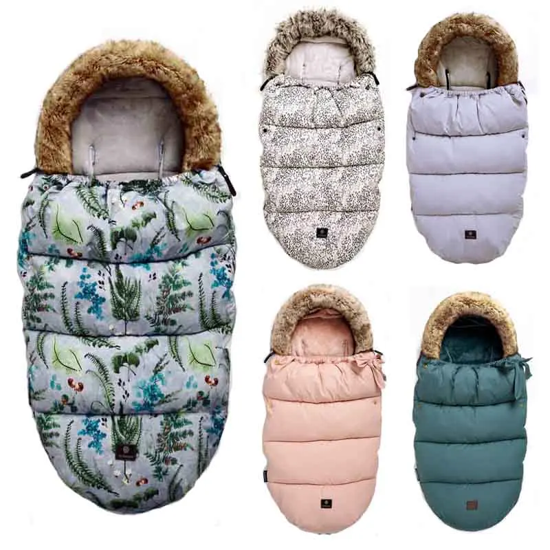 

baby sleeping bag Stroller Down Sleeping Bag Winter Warm Sleepsack Windproof For Infant Wheelchair Envelopes For Footmuff