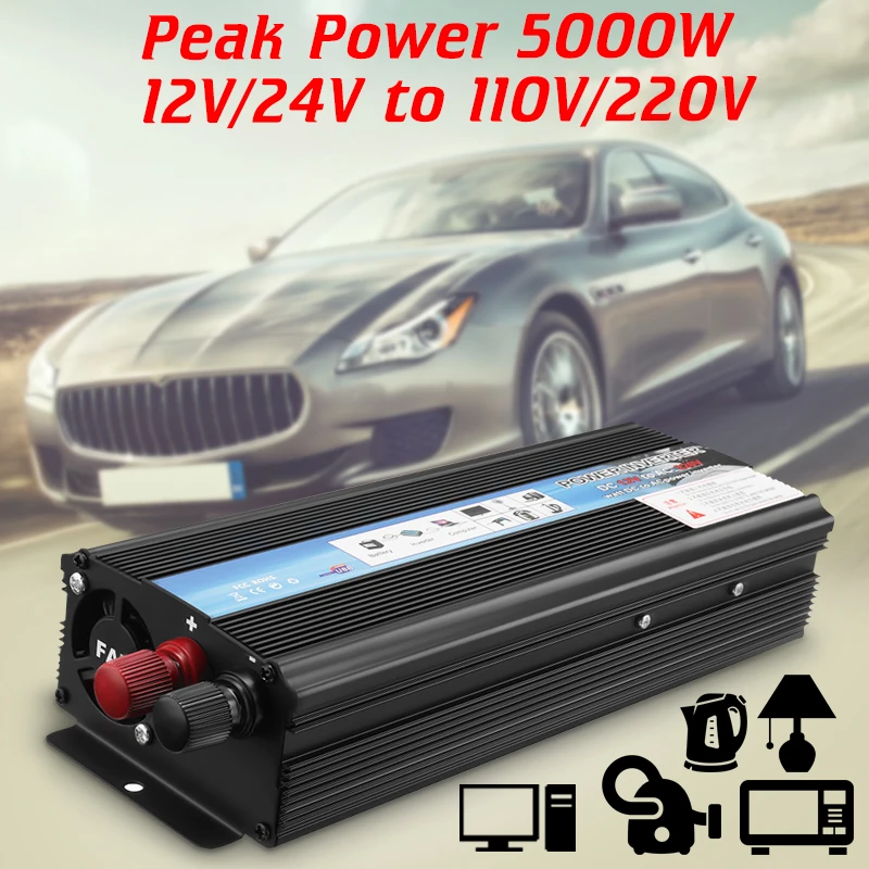 Solar Power Inverter 12V 220V 5000W Car Power Inverter Voltage Transformer Converter Solar Inversor Black