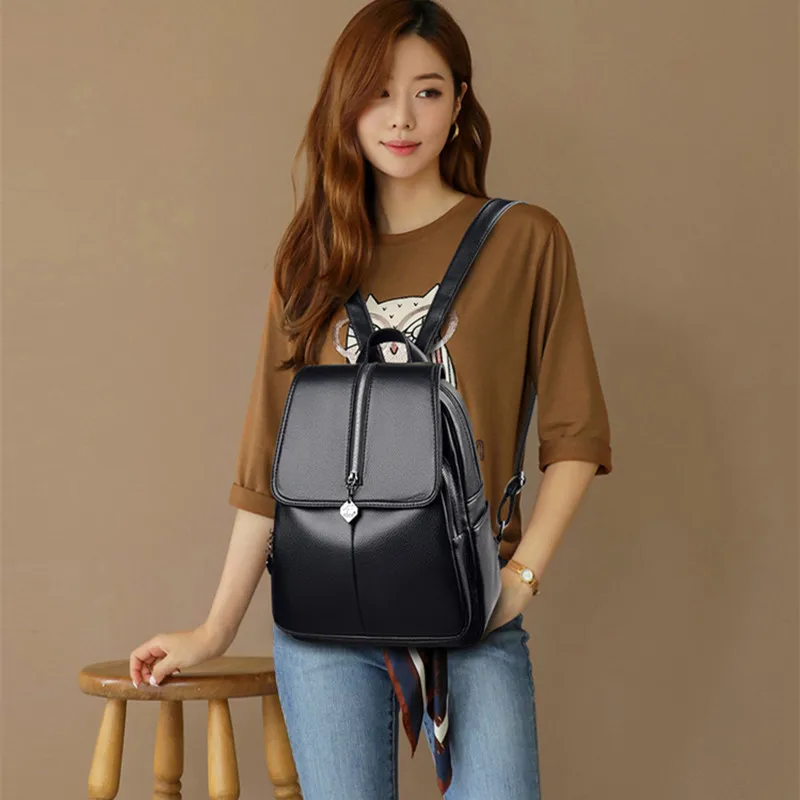 Fashion Women Pu Leather School Bag For Girls Backpacks High Quality Female Vintage Travel Shoulder Bagpack