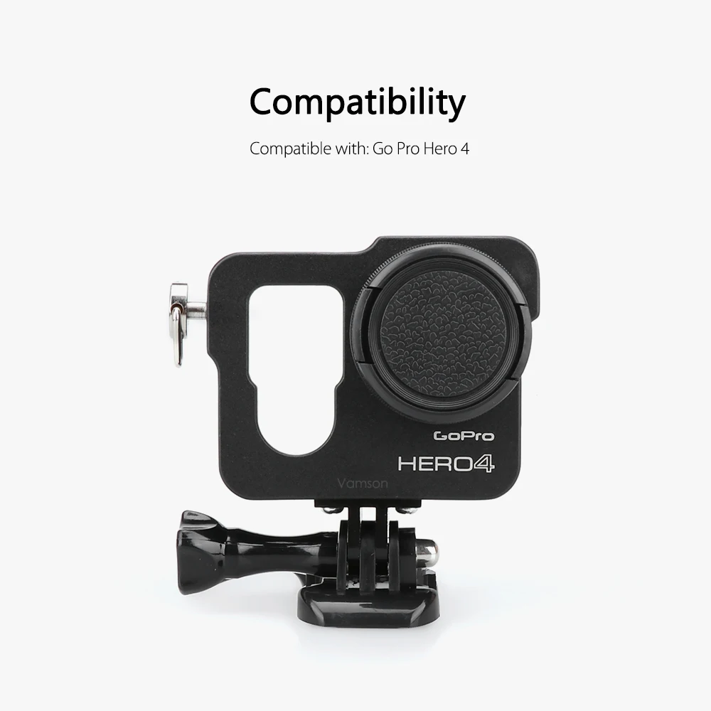 Vamson สำหรับ Gopro Hero 4อุปกรณ์เสริมอลูมิเนียมโลหะป้องกันกรณีกรอบ CNC + ฝาครอบเลนส์กรองสี5สี VP636