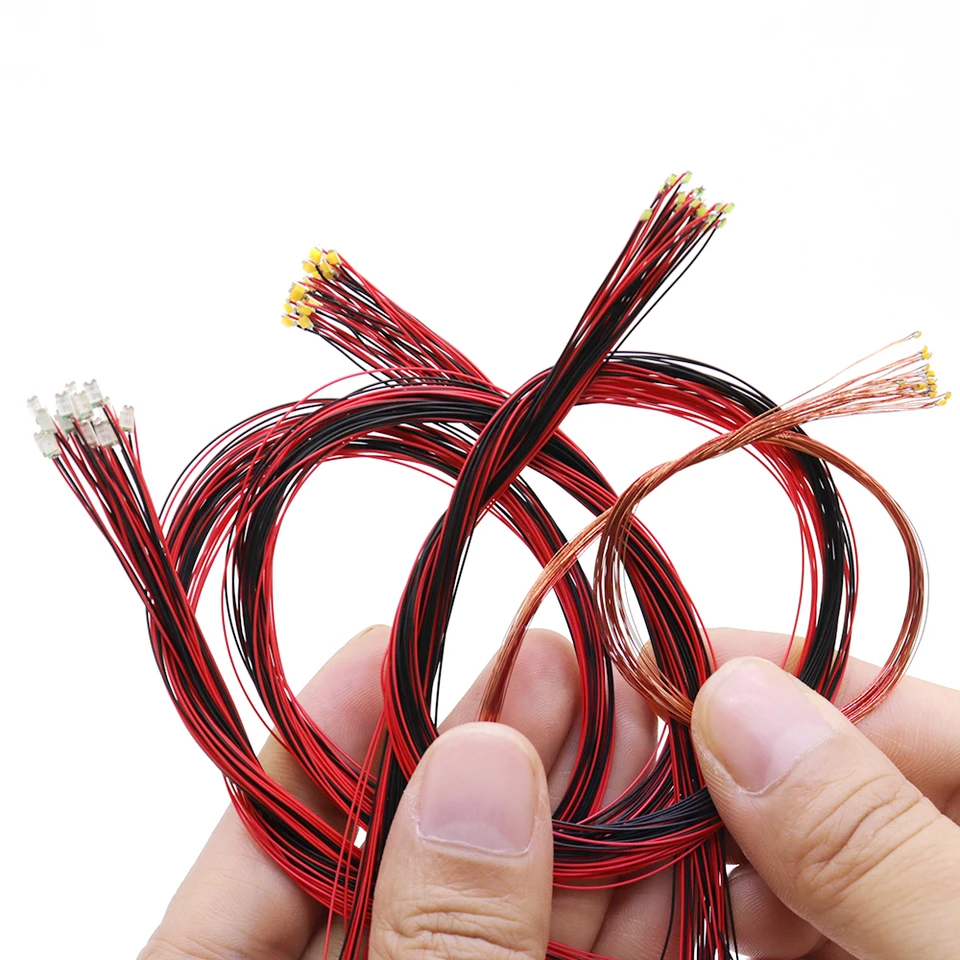 Evemodel Lot 20 Micro LED SMD 0603 Pré-soudées Avec Résistances – Fil Cuivre 0,1mm, Rouge, Idéal Pour Maquettes Et Modélisme