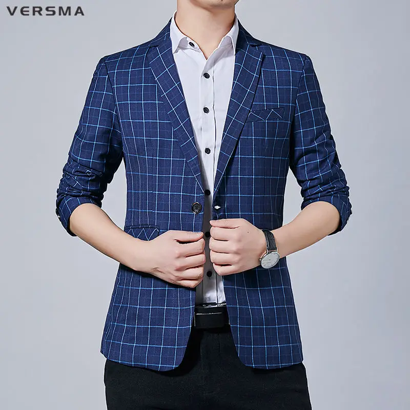 VERSMA Blue Wine Red High Quality Mens Fashion Casual Slim Fit Suits Blazers Men Latest Formal Designer Blazer Suit Jacket 5XL