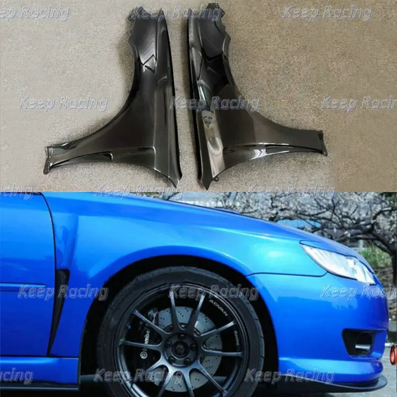 DAMD Style Carbon Fiber Front Fender Vented For Subaru Legacy BP5 Glossy Finish Wheel Flare With Air Duct Fibre Arch Cover Part