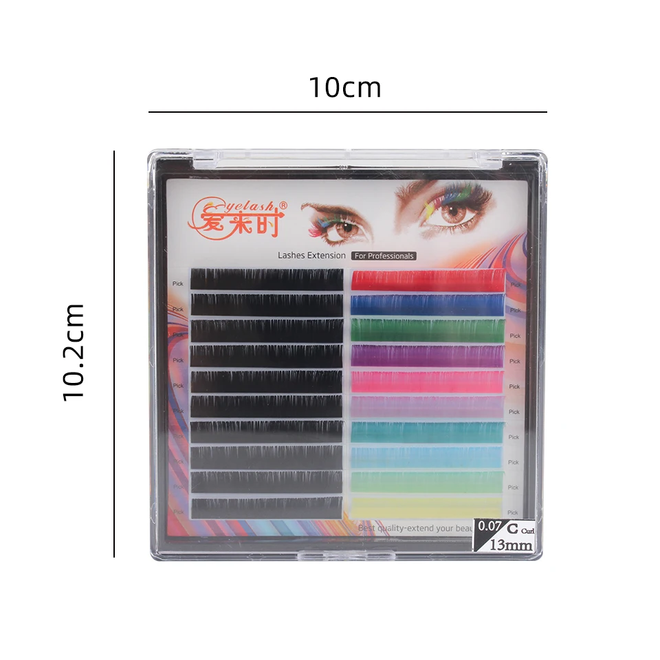 20 file/vassoio metà nero/colori estensioni ciglia individuali ciglia di visone di seta 0.07mm C/D ciglia finte strumenti per il trucco
