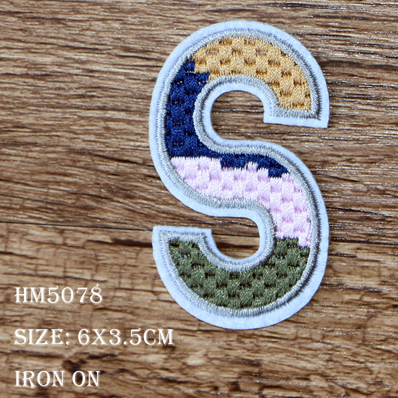 Fashion High Density Grid Letters Numbers Icon Embroidered Applique Patches For Clothes DIY Iron on Badges on the Backpack